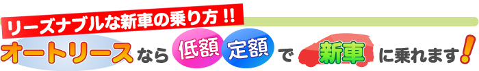 オートリースなら低額・定額で新車に乗れます